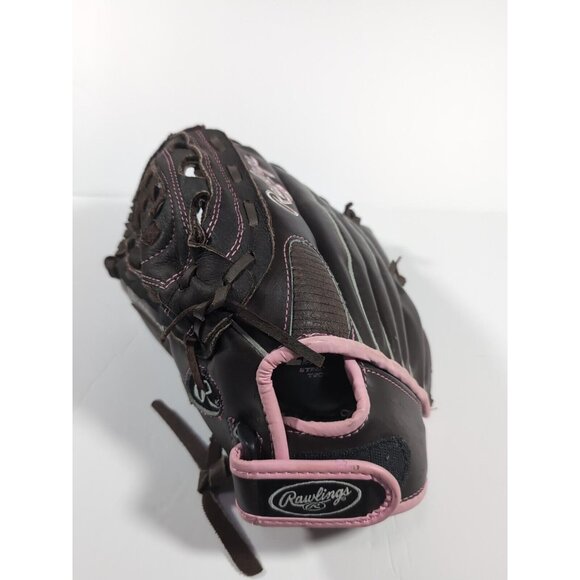 Rawlings WFP120 Fastpitch Softball Glove 12 Inch LHT Brown w/ Pink Trim Leather - Picture 5 of 8